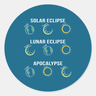 Zonsverduistering Maanverduistering Apocalyps Ronde Sticker
