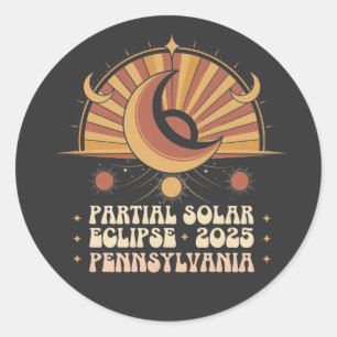 Zonsverduistering Pennsylvania 2025 Ronde Sticker