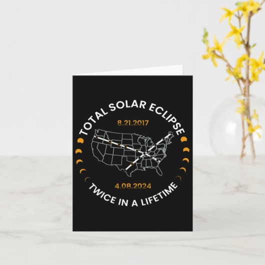 Zonsverduistering twee keer in leven 2024 Totaal z Kaart (Gele Bloem)