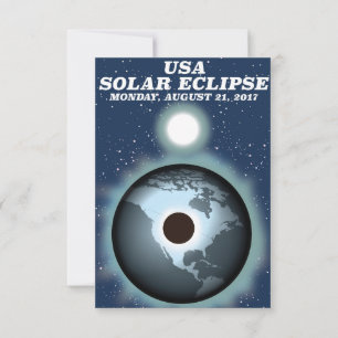 Zonsverduistering VS 2017 vintage poster Kaart
