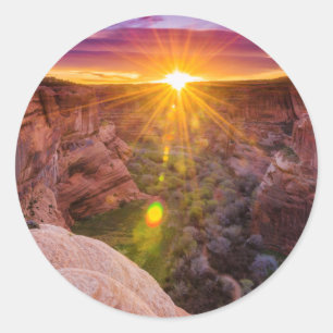 Zonuitbarsting bij Canyon de Chelly, AZ Ronde Sticker