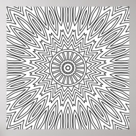 Zonuitbarsting Zigzag Mandala met Gelaagd Lijnpatr Poster