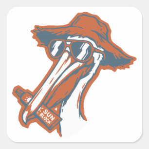 Zonveilige Pelikaan Vierkante Sticker