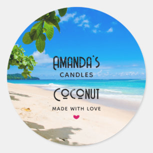 Zonzand en Surf Tropical Beach Candle Business Ronde Sticker
