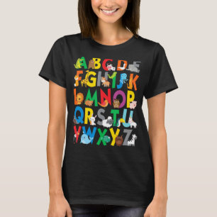 Zoo Animal Alphabet Shirt ABCs Leren voor jongens,