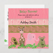 Zoo Animal Baby shower Invitation (Devant / Derrière)