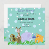 Zoo Animal Baby shower Invitation (Devant / Derrière)