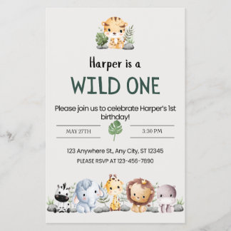 Zoo Animal Birthday Invitation Flyer