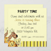 Zoo Animal Party Invitation (Devant / Derrière)