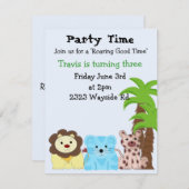 Zoo Animal Party Invitation (Devant / Derrière)