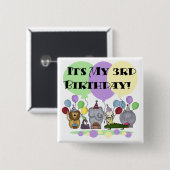 Zoo Animals 3rd Birthday Tshirts en Gifts Vierkante Button 5,1 Cm (Voorkant /achterkant)