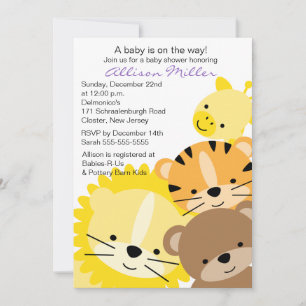 Zoo Animals Baby shower Invitation Kaart