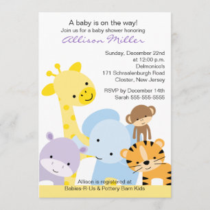 Zoo Animals Baby shower Invitation Kaart