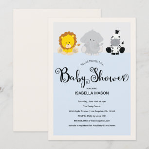 Zoo Animals Baby shower Invitation Kaart
