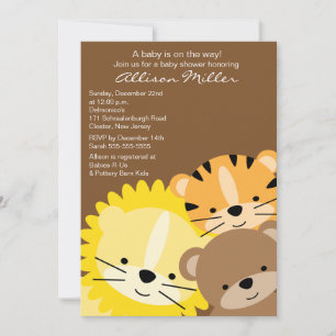 Zoo Animals Baby shower Invitation Kaart