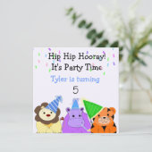 Zoo Animals Party Invitation Kaart (Staand voorkant)