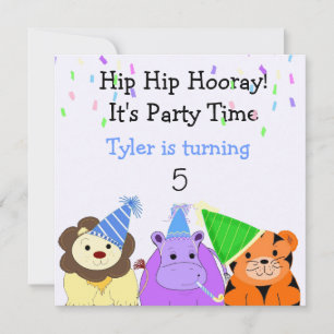 Zoo Animals Party Invitation Kaart