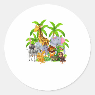 Zoo Animals Safari Wildlife Birthday Party A Day A Ronde Sticker