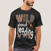 Zoo Animals Wild About Reading Books Reader Lover  T-shirt (Voorkant)