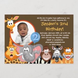 Zoo Animals - Wild Animals Verjaardag Uitnodiging