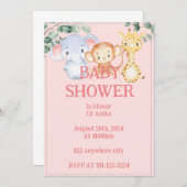 Zoo animaux baby shower invitation (Devant / Derrière)