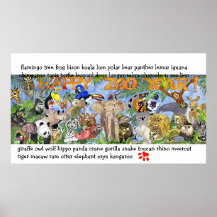 Zoo Animaux Enfants Poster d'art mural Imprimer