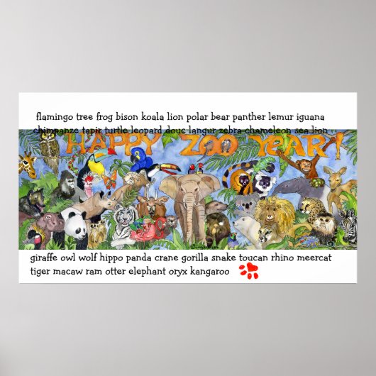 Zoo Animaux Enfants Poster d'art mural Imprimer (Devant)