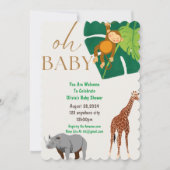 Zoo animaux garçon baby shower invitation (Devant)