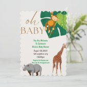 Zoo animaux garçon baby shower invitation (Debout devant)