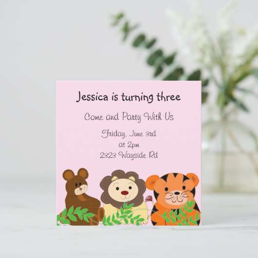 Zoo Animaux Invitation Anniversaire (Debout devant)