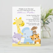 Zoo Animaux Invitation Baby shower (Debout devant)