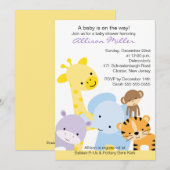 Zoo Animaux Invitation Baby shower (Devant / Derrière)