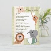 Zoo Animaux Invitation Baby shower (Debout devant)