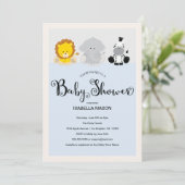 Zoo Animaux Invitation Baby shower (Debout devant)
