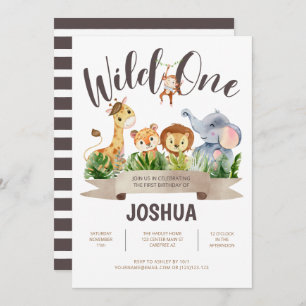 Zoo Animaux sauvages Un Anniversaire Invitation