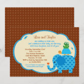 Zoo Baby Boy Shower Invitation (Devant / Derrière)