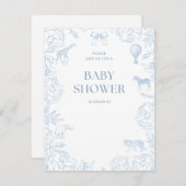 Zoo baby shower animaux invitation garçon (Devant / Derrière)