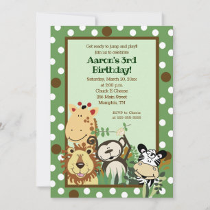 ZOO CREW Jungle Safari INVITATION ANNIVERSAIRE 5x7