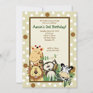 ZOO CREW Oerwoud Safari BIRTHDAY INVITE 5x7 Kaart