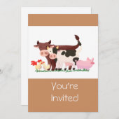 Zoo de la ferme animal d'anniversaire Invitation d (Devant / Derrière)