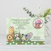 Zoo de la Jungle Fête Anniversaire Invitation avec (Debout devant)