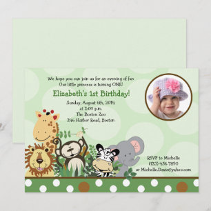 Zoo de la Jungle Fête Anniversaire Invitation avec