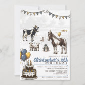 Zoo de moustiquaire bleu Invitation de fête d'anni (Devant)