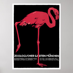 Zoo de Munich, affiche allemande de Vintage voyage