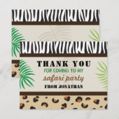 Zoo de safari de poster de animal de Merci de fête (Devant / Derrière)