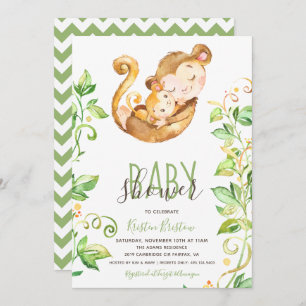 Zoo de singe Animal Green Baby shower Invitation