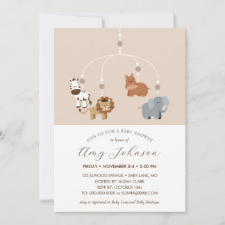 Zoo Dieren Geslacht Neutrale Baby shower Uitnodigi Kaart