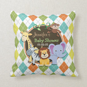 Zoo Dieren op kleurrijke Argyle Kussen