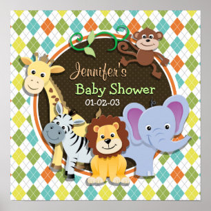 Zoo Dieren op kleurrijke Argyle Poster