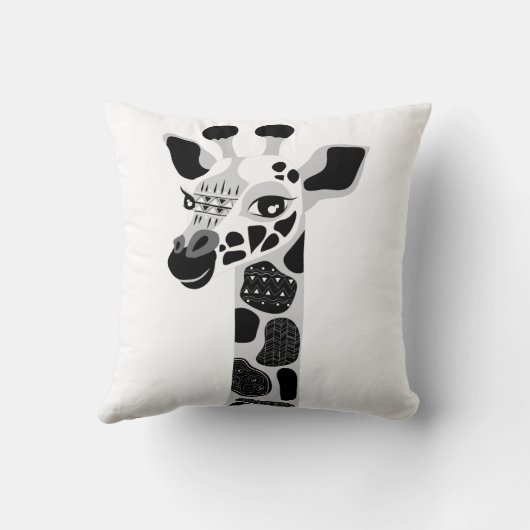 Zoo Dieren Zwarte en Witte Giraffe Sierkussen (Achterkant)